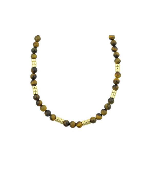 8mm Tiger's Eye Trio Rondelle Beaded Necklace