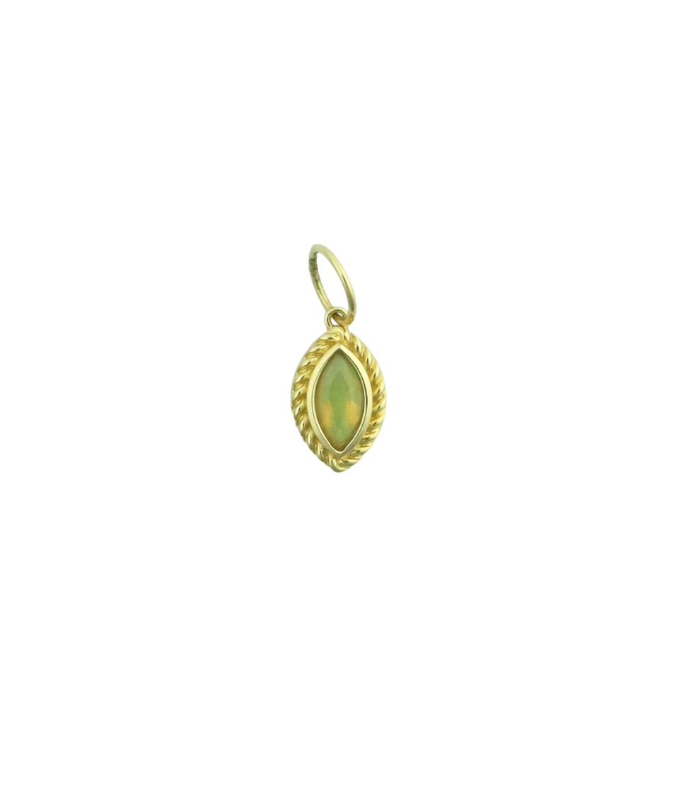Mini 14K Gold Ridged Oval Opal Pendant