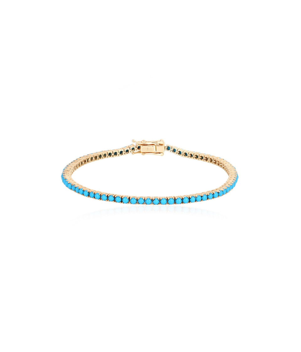 14K Gold Skinny Turquoise Eternity Tennis Bracelet