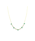 Mini 14K Gold Pear Emerald Diamond Tennis Necklace