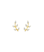 14K Gold .31ct Diamond Leaf Climber Stud