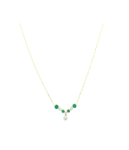 14K Gold Emerald V Diamond Drop Necklace