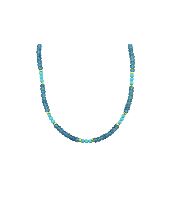 Blue Kyanite & Turquoise Mix Rondelle Necklace