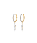 14mm 14K Gold 5 Mix Shape Diamond Dangle Huggies