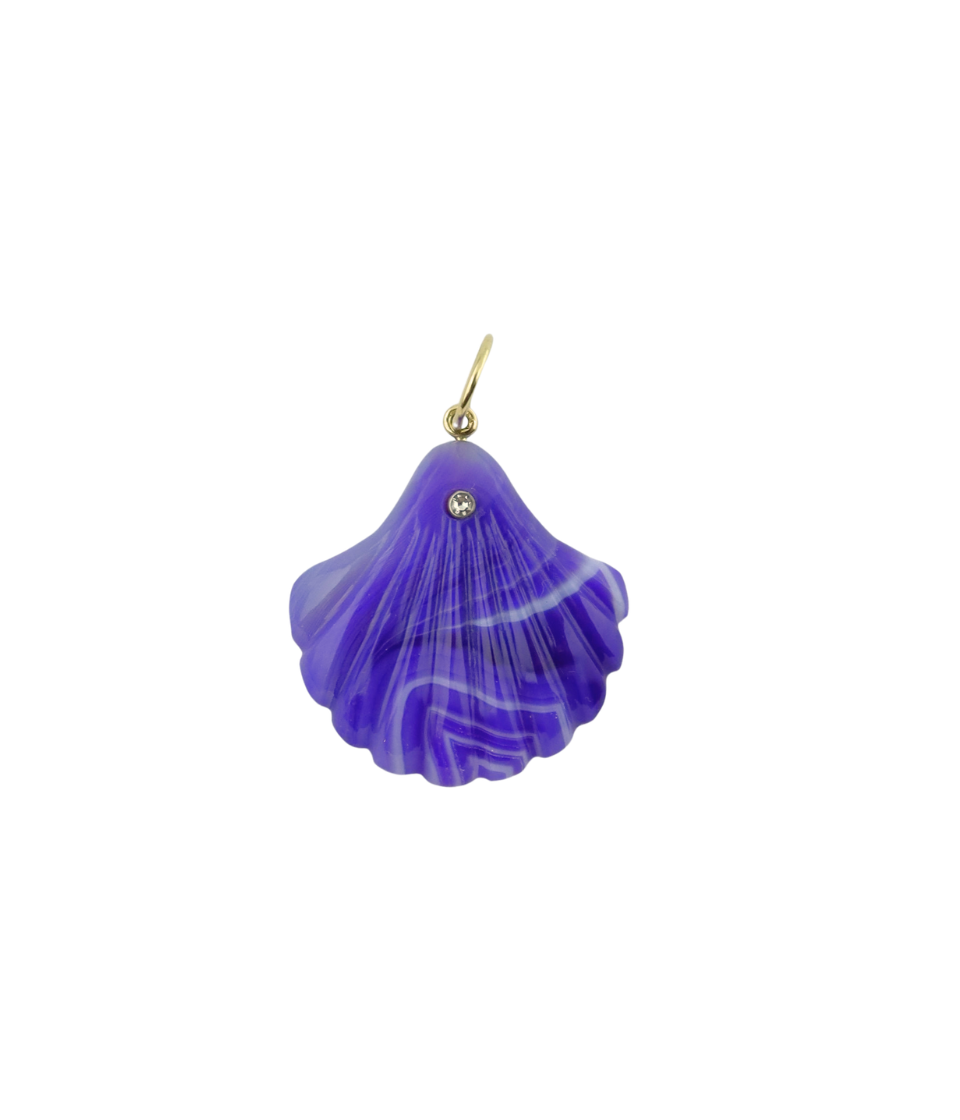 Purple Laguna Agate Scallop Shell Charm