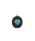 14K Gold Turquoise Heart Wood Charm