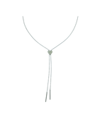Silver Diamond Heart Bolo Tie Necklace