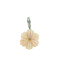 Silver Diamond Carved Light Pink Opal Flower Charm