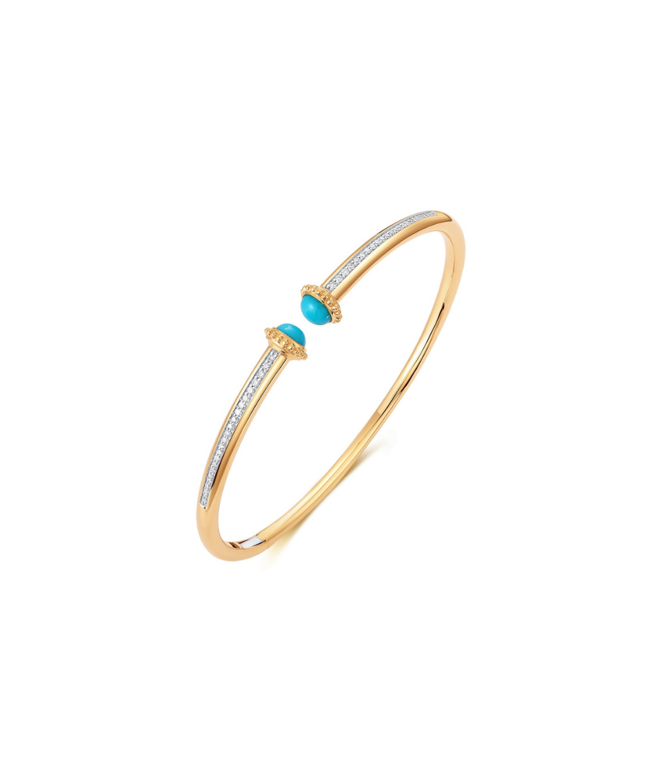 14K Gold Diamond Turquoise Tip Cuff