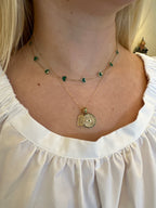 14K Gold Mini Donut Dotted Emerald Charm Spacer