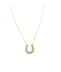 14K Gold Diamond Horseshoe Box Chain Necklace