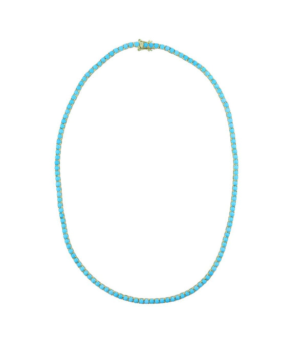 Medium 14K Gold Turquoise Tennis Necklace