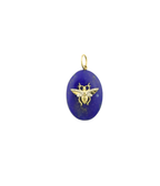 14K Gold Oval Lapis Bee Charm