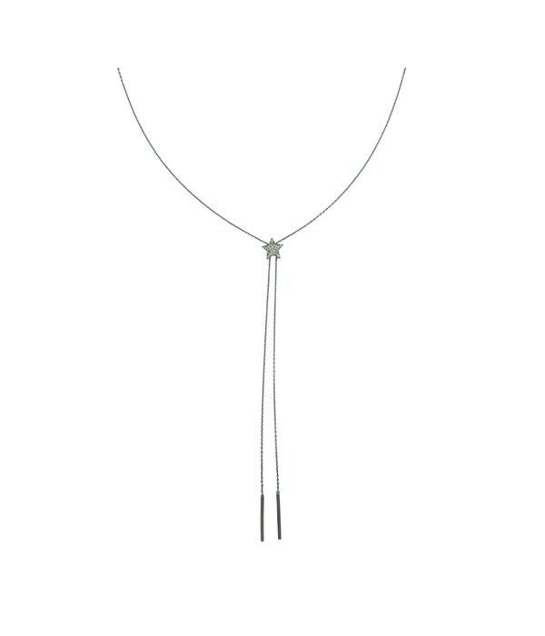 Silver Diamond Star Bolo Tie Necklace