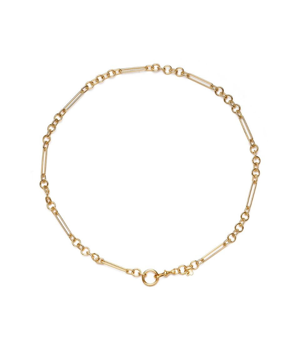 14K Gold 1+7 Mix Link Swivel Clip Lock Necklace
