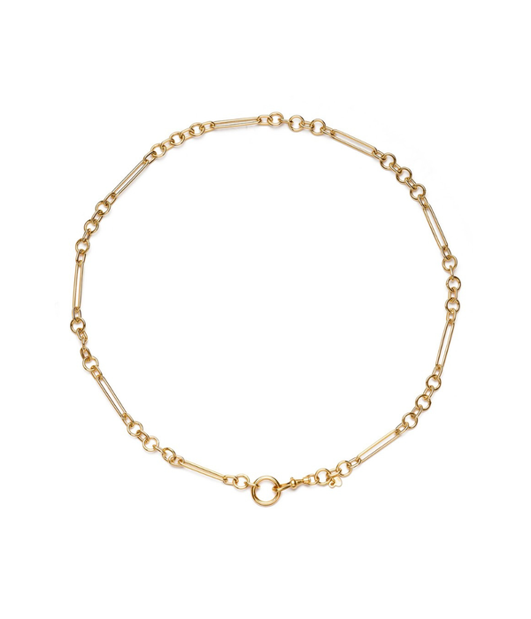 14K Gold 1+7 Mix Link Swivel Clip Lock Necklace