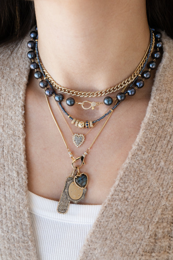 Seed Peacock Pearl Rondelle Necklace