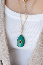 20" 14K Gold .30ct Diamond Dangle Lock Necklace