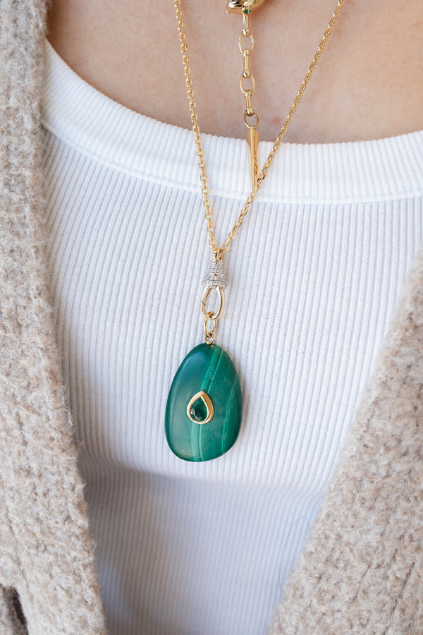 20" 14K Gold .30ct Diamond Dangle Lock Necklace