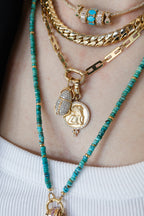 14K Matte Gold Diamond Trio Guardian Angel Charm