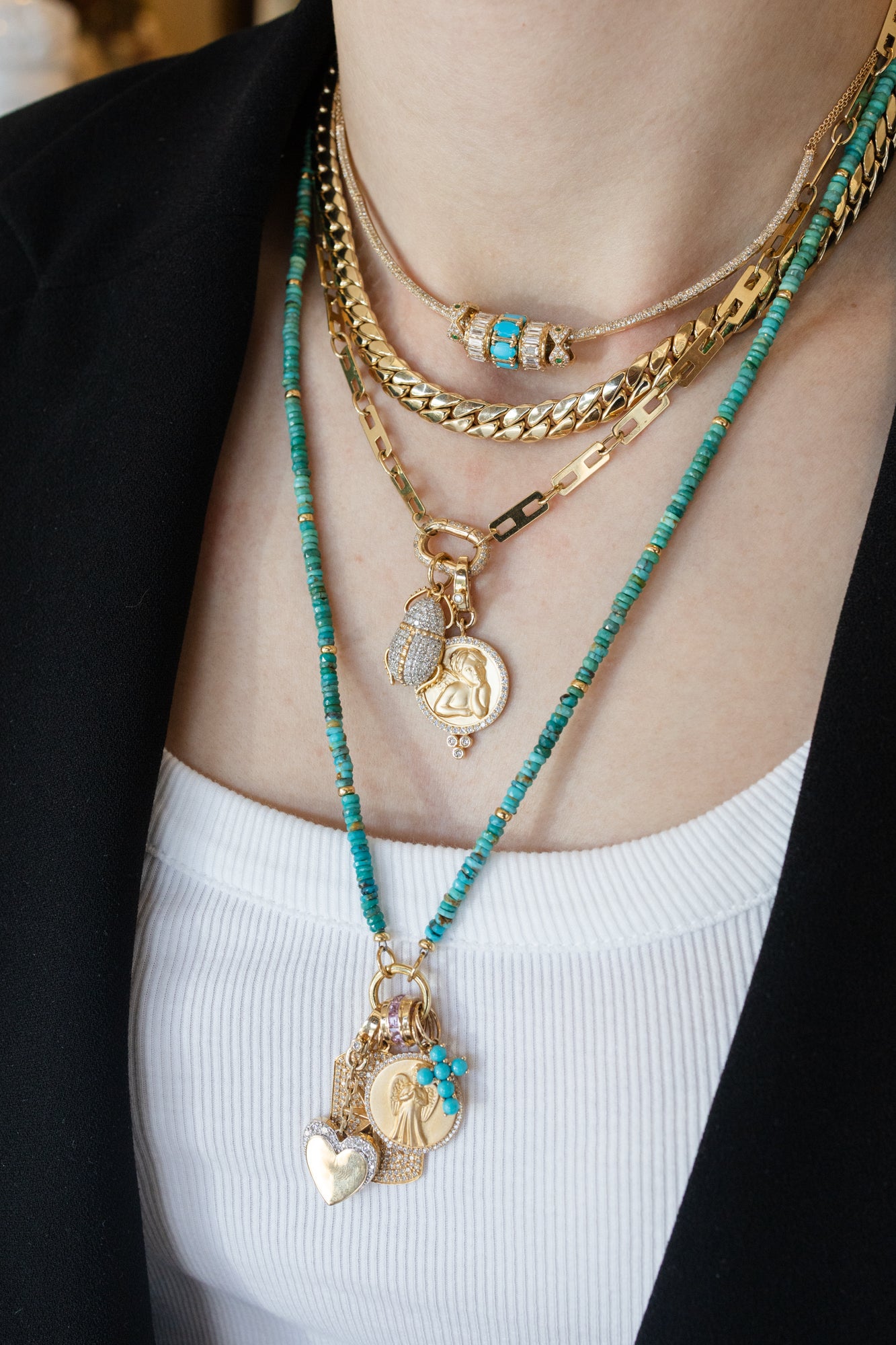 14K Matte Gold Diamond Trio Guardian Angel Charm