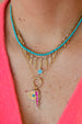 14K Gold 12.82ct Turquoise Tennis Necklace