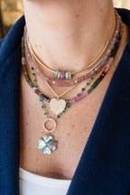Faceted Tube Watermelon Tourmaline Rondelle Necklace