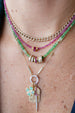 14K Gold Ruby Spacer Pink Topaz Beaded Necklace