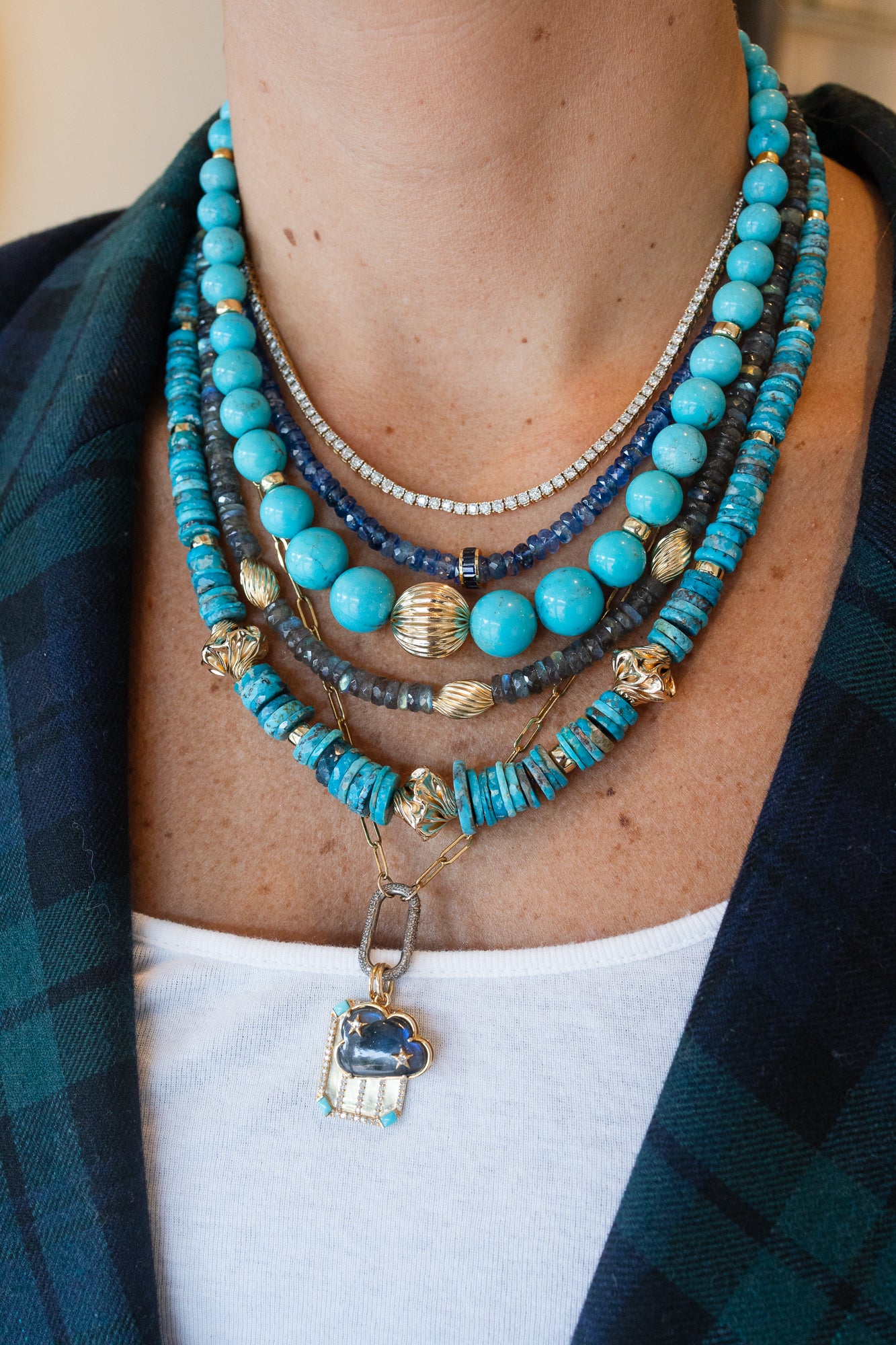 5mm Heishi Labradorite Fluted Rondelle Necklace