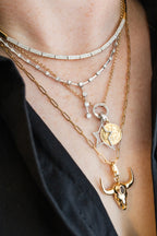 14K Gold 2ct Graduated Diamond & Bar Lariat Necklace
