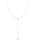 14K Gold Triangle CZ Lariat Necklace