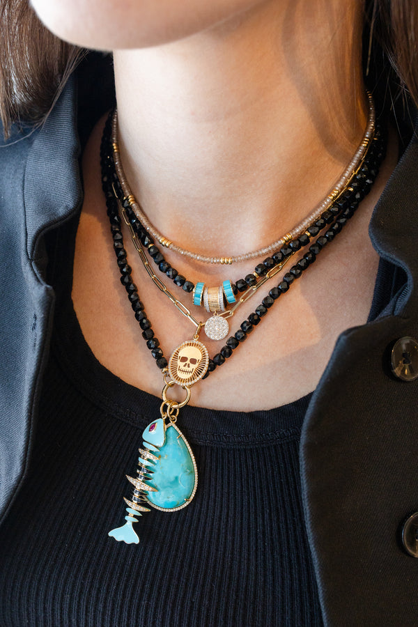 4mm Square Black Onyx Rondelle Necklace