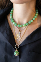 10mm Round Chrysoprase Rondelle Beaded Necklace
