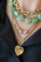 15mm Round Flat Peruvian Opal Rondelle Necklace