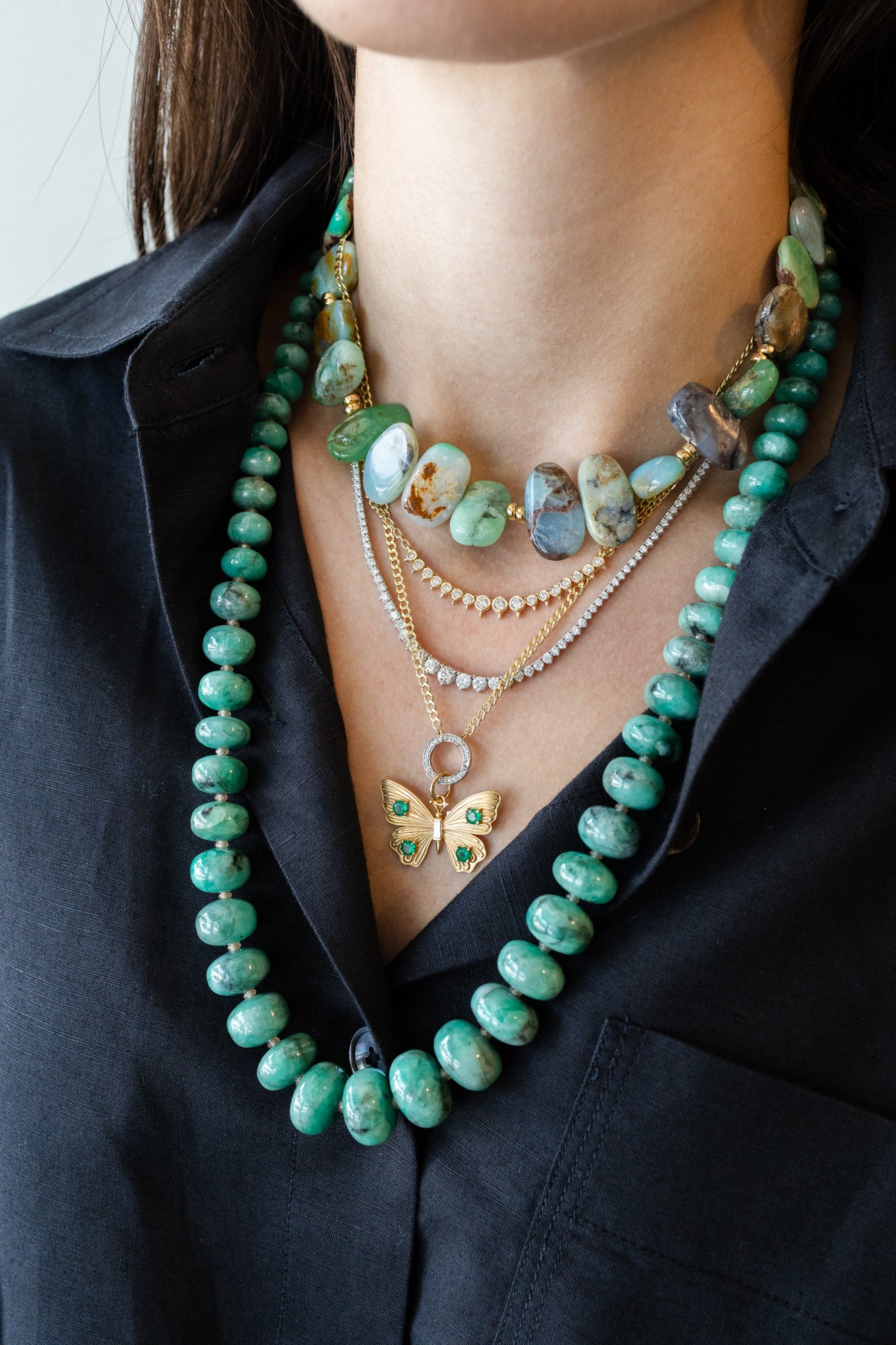 20mm Oval Peruvian Opal Rondelle Necklace
