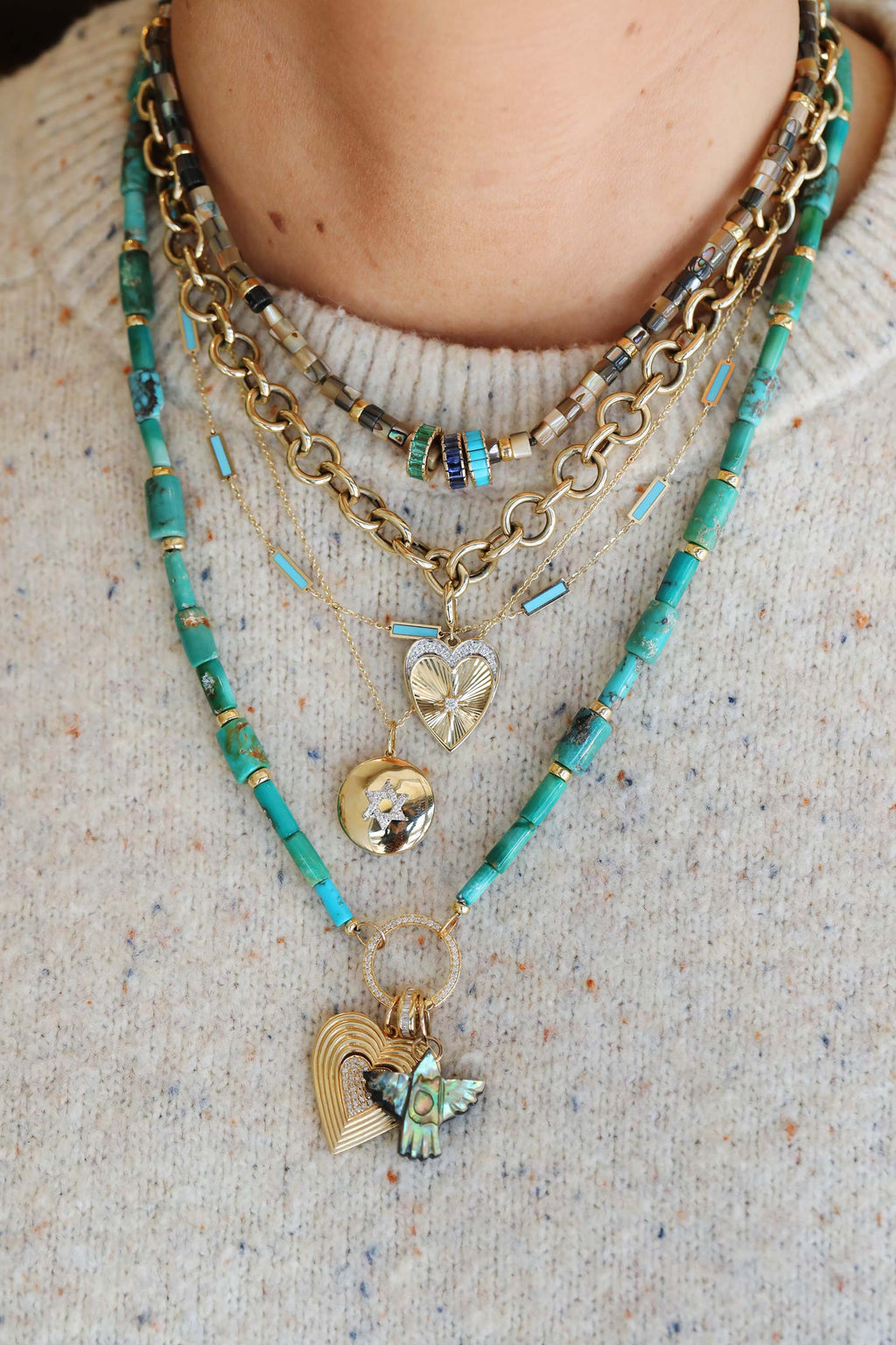 Small 14K Gold Carved Abalone Thunderbird Charm