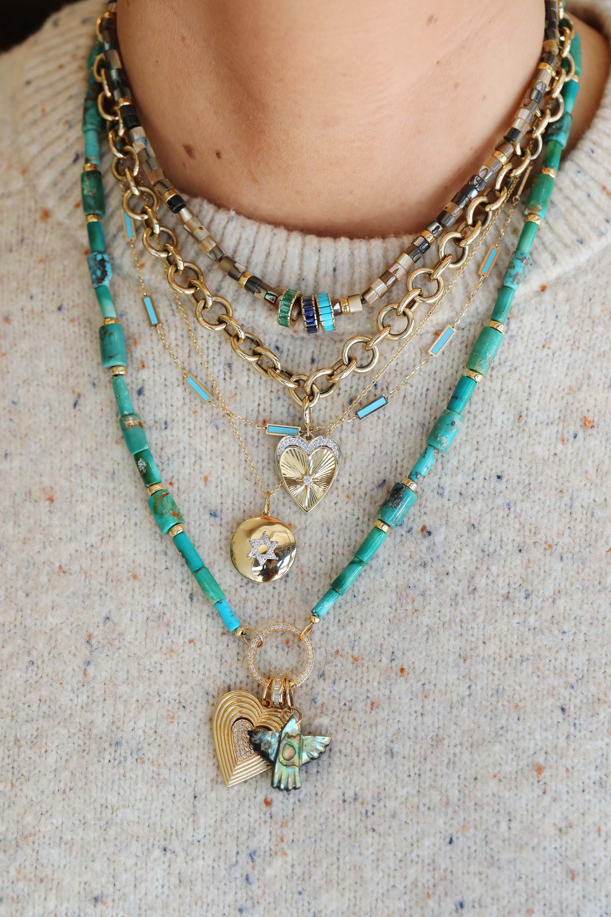 Small 14K Gold Carved Abalone Thunderbird Charm