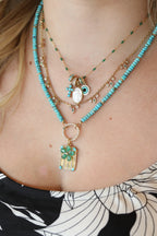 14K Gold Mini Turquoise Cross Charm