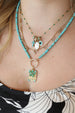 14K Gold Mini Turquoise Cross Charm
