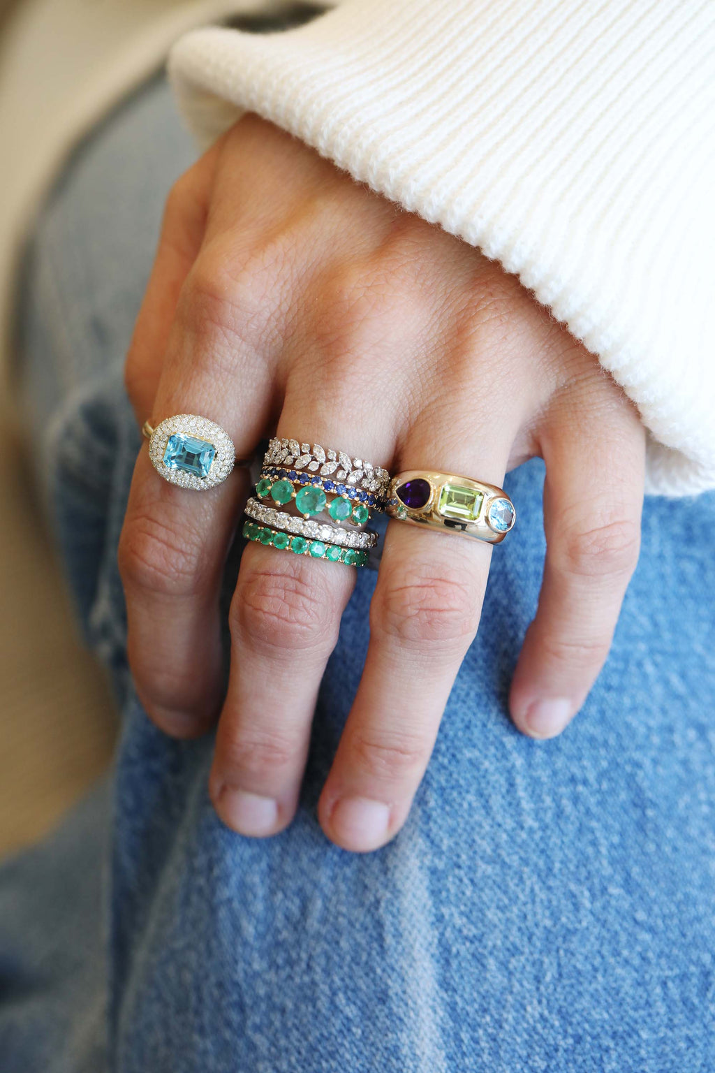 14K Gold Emerald Eternity Ring