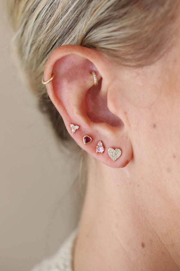 Small 14K Gold Light Pink CZ Trio Studs