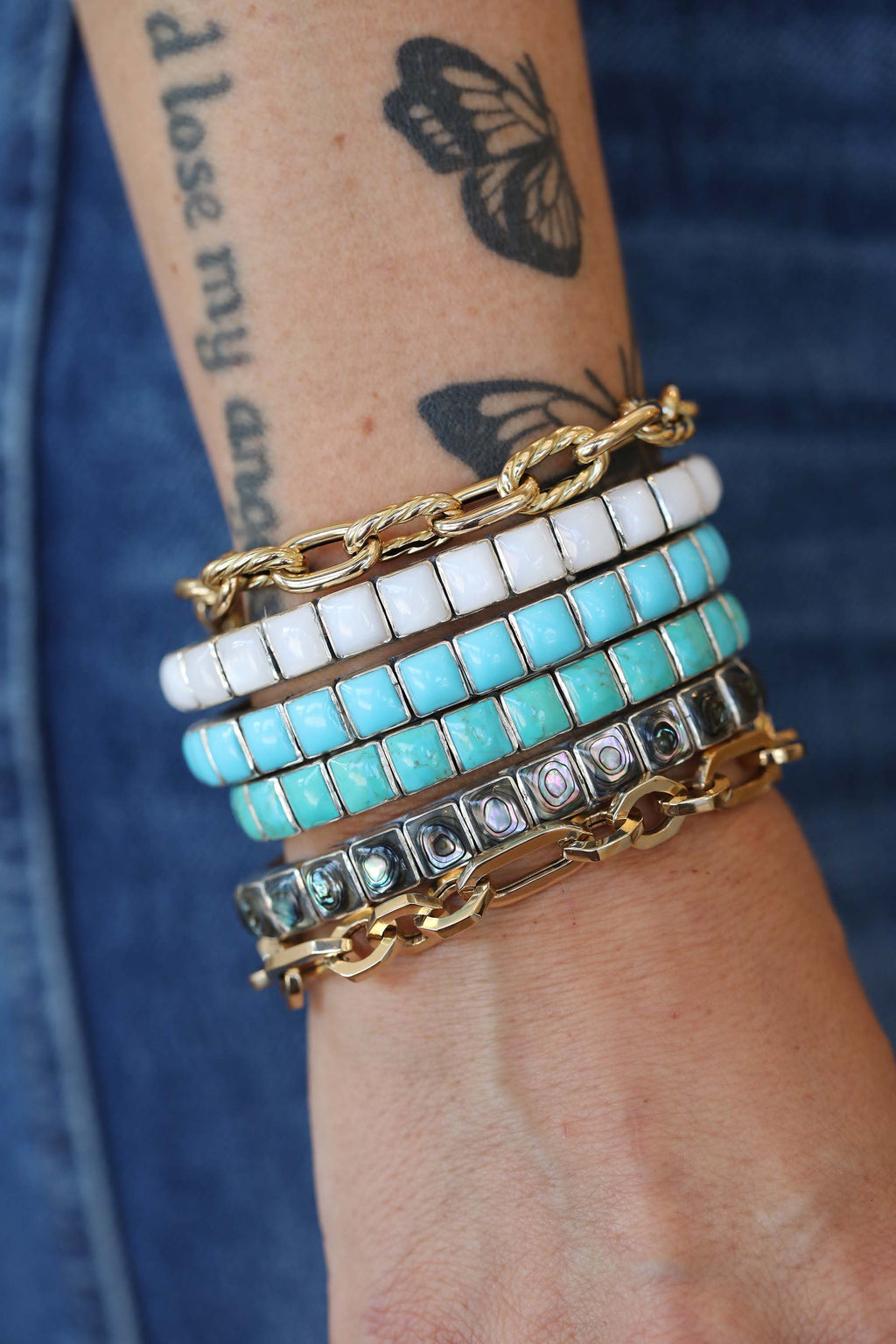 Federico Single Row Abalone Tile Cuff
