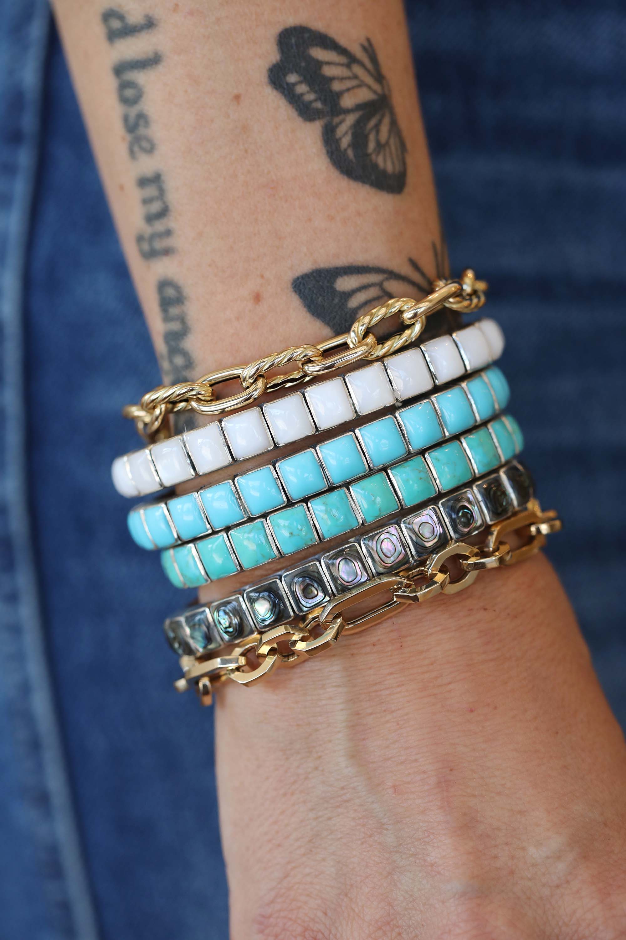 Federico Single Row Abalone Tile Cuff