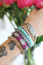 Federico Single Row Abalone Tile Cuff