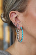 Silver Turquoise Inside Out Polki Diamond Hoop Earrings