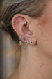 Tiny Silver Diamond Flower Emerald Center Studs