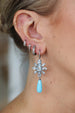 Silver Diamond Topaz Turquoise Teardrop Earrings