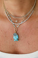 14K Gold Lexi Lock Necklace: Inlay Link Turquoise