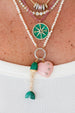 14K Gold Diamond Fish Bone Malachite