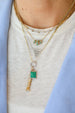 14K Gold Diamond Square Malachite Charm